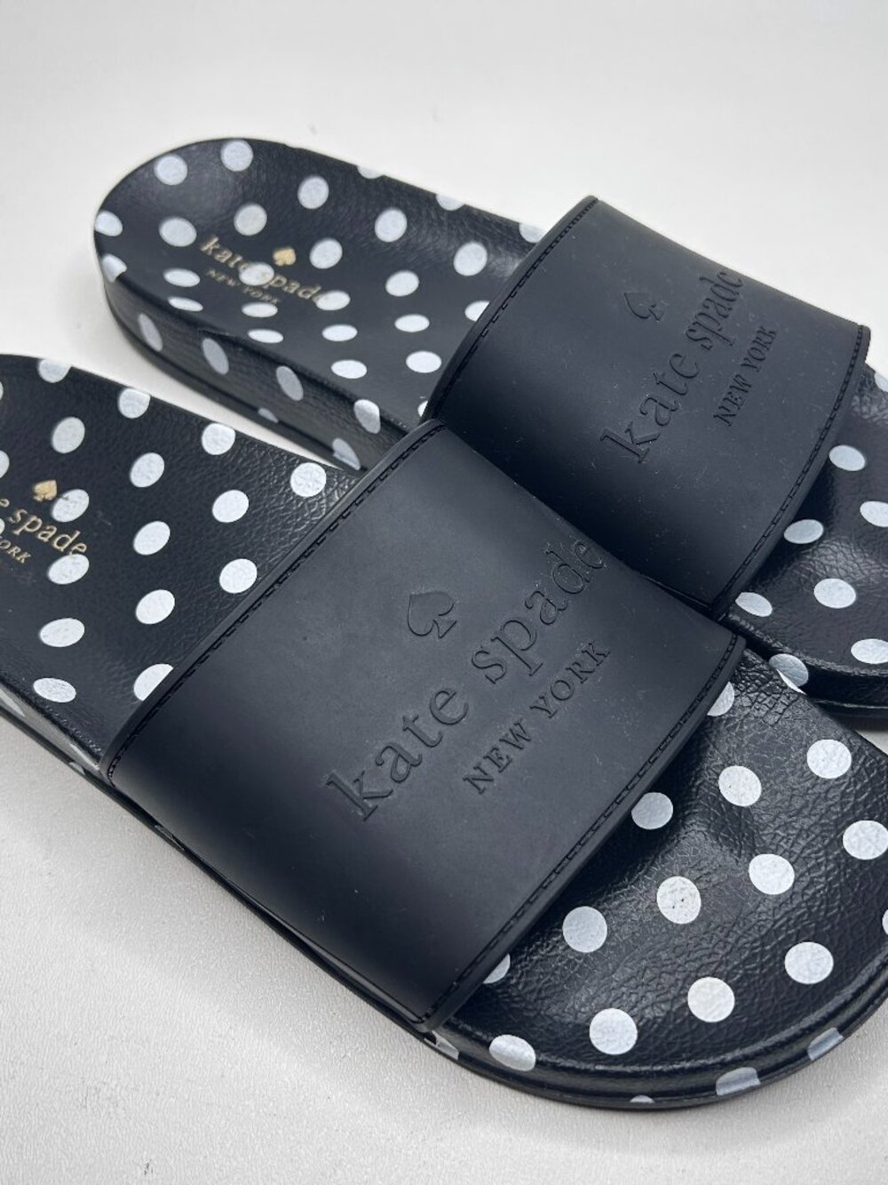 Kate Spade Sunny Polka Dot Women's Slides size 11 Black & White